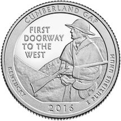 Монета 25 центов 2016 г. США "Камберленд-Гэп".